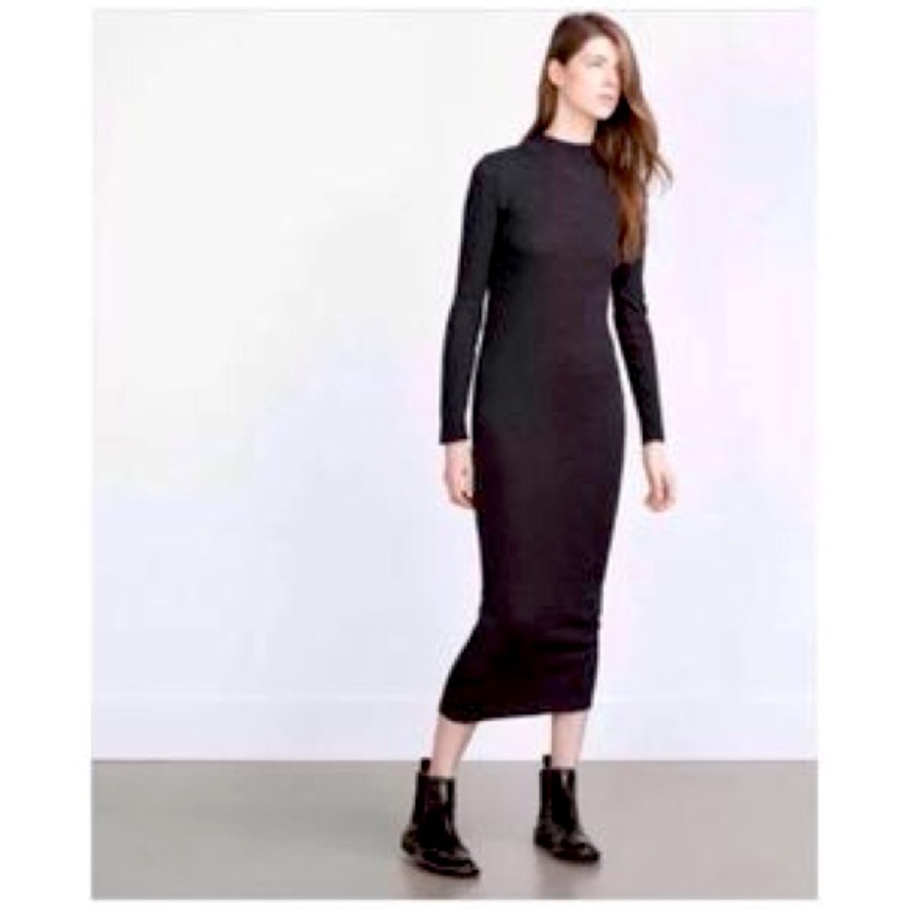 Zara Trafaluc Sz S Gray Ribbed Maxi/ Midi Dress